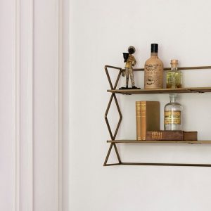 Avondale Double Cross Shelf in Brass Finish